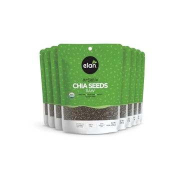 Elan Organic Chia Seeds - Natural Raw Black Superfood, 8 Pack 8.8 oz