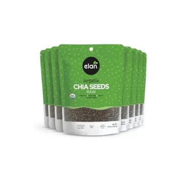 Elan Organic Chia Seeds - Natural Raw Black Superfood, 8 Pack 8.8 oz