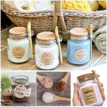 ericotry 8oz 250ML Reusable Thick Clear Glass Storage Jar with Cork Stopper and Wooden Spoon For Keeps Food Dry Fresh for Home Kitchen Bathroom Cosmetics Gifts Travel