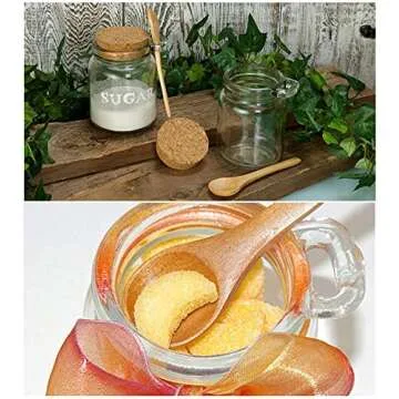 ericotry 8oz 250ML Reusable Thick Clear Glass Storage Jar with Cork Stopper and Wooden Spoon For Keeps Food Dry Fresh for Home Kitchen Bathroom Cosmetics Gifts Travel