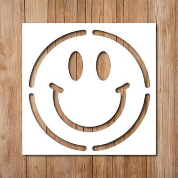 Generic Smiley Face Stencil - Inspirational Street Art Graffiti Stencils for Painting on Wood, Glass...