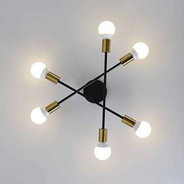 Mid Century Modern 6-Light Sputnik Chandelier: Stylish Indoor Lighting Fixture