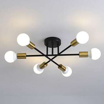 Mid Century Modern 6-Light Sputnik Chandelier Light Fixture
