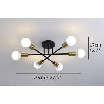 Mid Century Modern 6-Light Sputnik Chandelier Light Fixture