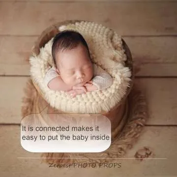 Zeroest Baby Photography Props Basket Braid Wool Wrap Newborn Photo Shoot Baskets Filler Posing Stuffer Background Blanket (Beige)