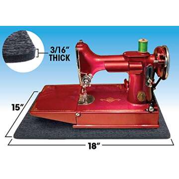 Stay-In-Place Machine Mat - 15" x 18" - Calms Vibration and Dampens Noise. Great for Sewing Machines...