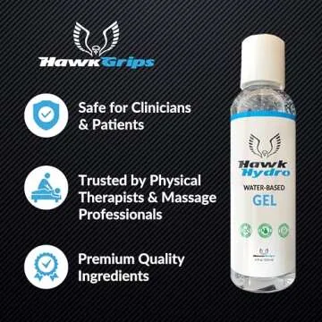HawkGrips HawkHydro 4oz Water-Based Massage Emollient Gel, Professional Muscle Scraping Gel, IASTM Massage Gel, Skin Emollient Gel, Deep Tissue, Massage Gel for Massage Therapy, Pack of 1