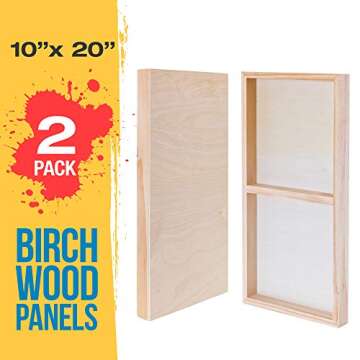 U.S. Art Supply 10" x 20" Birch Wood Paint Pouring Panel Boards, Gallery 1-1/2" Deep Cradle (Pack of...