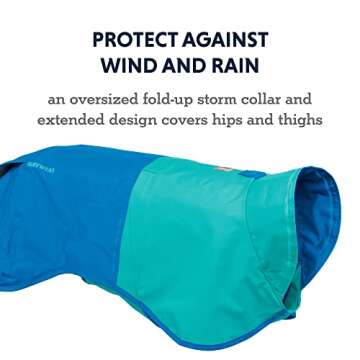Ruffwear, Sun Shower Dog Raincoat, All-Weather Jacket, Waterproof, Windproof & Lightweight, Blue Dusk, Large