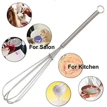 Stirrer Hair Color Dye Whisk,2PACK Hair Coloring Stirrer Stainless Steel Cream Mixer Salon Barber Ha...