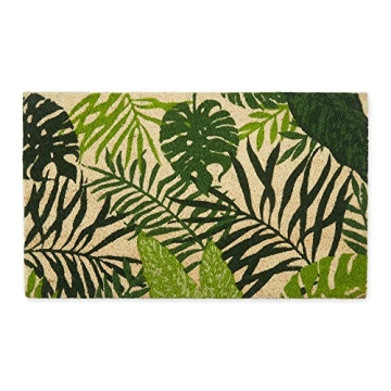 DII Floral Design Collection Natural Coir Doormat, 17x29, Tropical Fronds