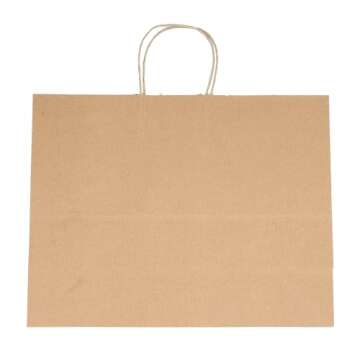 SSWBasics Large Brown Kraft Paper Grocery Shopping Bags - Eco-Friendly & Durable 100 Count