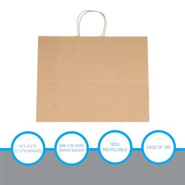 Eco-Friendly Kraft Grocery Shopping Bags - Case of 100