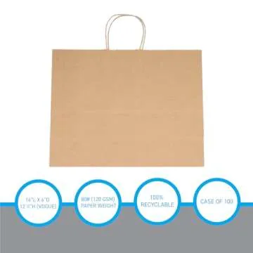 Eco-Friendly Kraft Grocery Shopping Bags - Case of 100