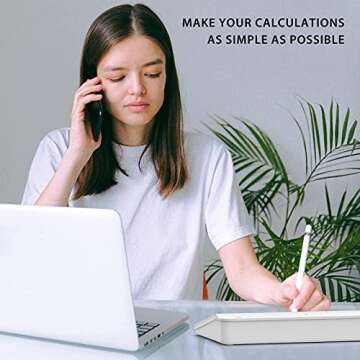 TOWON Desktop Glass Whiteboard with Basic Calculator, 12 Digit LCD Display, Desk Organizers with Acc...