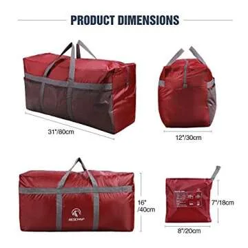 REDCAMP 96L Extra Large Duffle Bag Lightweight, Water Resistant Travel Duffle Bag Foldable for Men Women, Wine Red