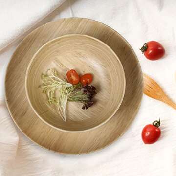 Melamine Dinnerware Set - 12pcs dinnerware set Indoor and Outdoor use, Bamboo Pattern Dishes Dinnerware Set for 4,Dishwasher Safe (Wood Grain)