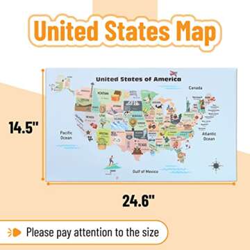 Mr. Pen United States Map for Kids - 14.5"x 24.6" Geography Learning Tool