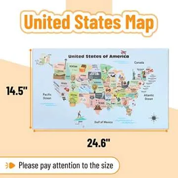 Mr. Pen United States Map for Kids - 14.5"x 24.6" Geography Learning Tool