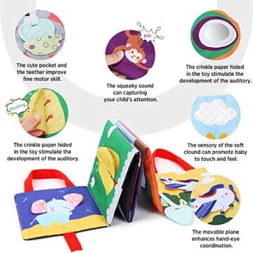 URMYWO Baby Book Toys 0-6 Months - Tummy Time Toys with Mirror and Teether - Baby Toys 6-12 Months -...