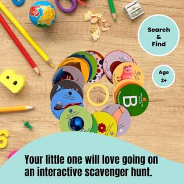 Spot'em Toddler Scavenger Hunt Cards Indoor Play First Preschool Game for Kids Kids Learn Colors Numbers Shapes Letters and Other Early Education Skills Travel Sized