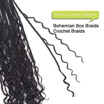 Goddess Box Braids Crochet Hair With Curly Ends 24 Inch Bohomian Box Braids Crochet Braids 8 Packs 3X Crochet Braids Synthetic Braiding Hair Extension for Black Women (24 Inch (Pack of 8), 1B)…