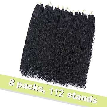 Goddess Box Braids Crochet Hair With Curly Ends 24 Inch Bohomian Box Braids Crochet Braids 8 Packs 3X Crochet Braids Synthetic Braiding Hair Extension for Black Women (24 Inch (Pack of 8), 1B)…