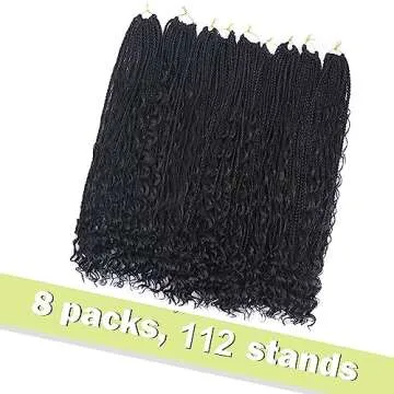 Goddess Box Braids Crochet Hair With Curly Ends 24 Inch Bohomian Box Braids Crochet Braids 8 Packs 3X Crochet Braids Synthetic Braiding Hair Extension for Black Women (24 Inch (Pack of 8), 1B)…