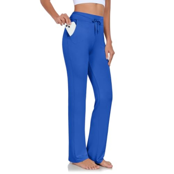 ADANIKI Womens Yoga Pants with Pockets Straight-Leg Loose Comfy Modal Drawstring Lounge Running Long...