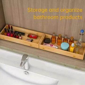 Drawer Organizer Storage Box Kitchen - Wood Stackable Tray Utensil Organizer for Office Drawers,Cabinets,Shelves,Pantry,or Bathroom Counter,Drawer Dividers for Silverware Set of 2（15x6x2.5inch）