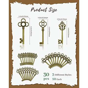 JIALEEY Vintage Skeleton Key Set 30 PCS for DIY Crafts