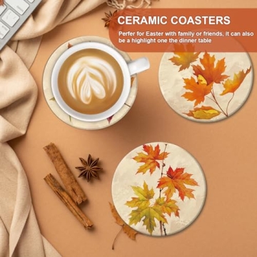 Stylish 4Pcs Fall Ceramic Coasters for Home and Gifts