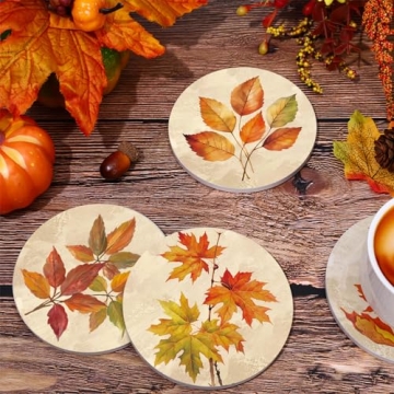 Stylish 4Pcs Fall Ceramic Coasters for Home and Gifts