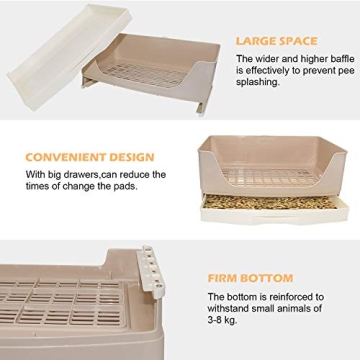 BWOGUE Large Rabbit Litter Box with Drawer for Easy Cleaning