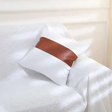 GALMAXS7 Faux Leather and Cotton Decorative Throw Pillow Covers, 18 x 18 inch Set of 2 Pillow Covers Modern Mudcloth Farmhouse Home Decor Accent Square for Couch Bed Sofa Bedroom Living Room