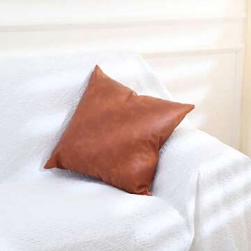 GALMAXS7 Faux Leather and Cotton Decorative Throw Pillow Covers, 18 x 18 inch Set of 2 Pillow Covers Modern Mudcloth Farmhouse Home Decor Accent Square for Couch Bed Sofa Bedroom Living Room