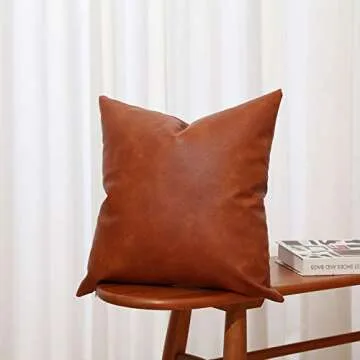 GALMAXS7 Faux Leather and Cotton Decorative Throw Pillow Covers, 18 x 18 inch Set of 2 Pillow Covers Modern Mudcloth Farmhouse Home Decor Accent Square for Couch Bed Sofa Bedroom Living Room