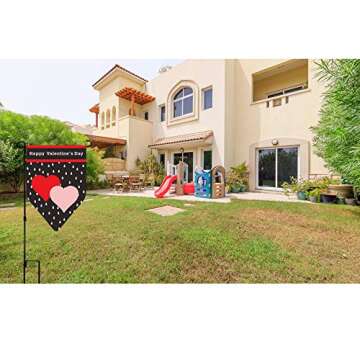 Vibrant Burlap Valentine's Day Garden Flag 12x18 Inch