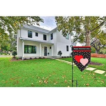 Vibrant Burlap Valentine's Day Garden Flag 12x18 Inch