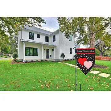 Vibrant Burlap Valentine's Day Garden Flag 12x18 Inch