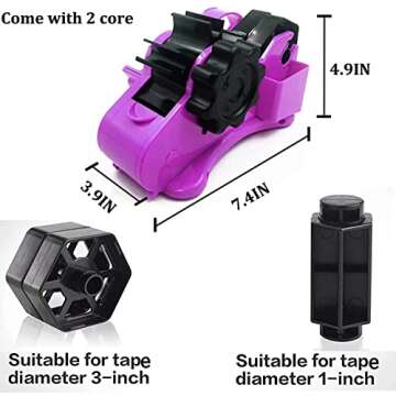 Purple Heat Tape Dispenser Sublimation - Multiple Roll Cut Heat Tape Dispenser 1" & 3" Core Double R...