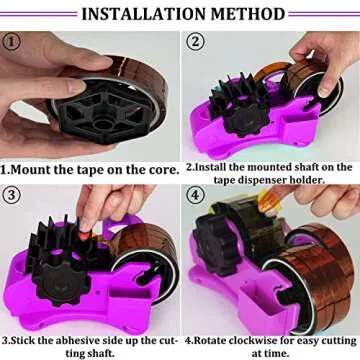 Purple Heat Tape Dispenser Sublimation - Multiple Roll Cut Heat Tape Dispenser 1" & 3" Core Double Reel Cores Sublimation for Heat Transfer Tape,Semi-Automatic Tape Dispenser with Compartment Slots