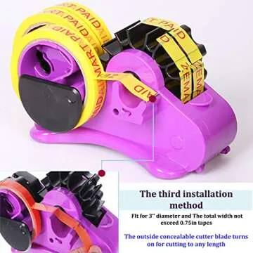 Purple Heat Tape Dispenser Sublimation - Multiple Roll Cut Heat Tape Dispenser 1" & 3" Core Double Reel Cores Sublimation for Heat Transfer Tape,Semi-Automatic Tape Dispenser with Compartment Slots