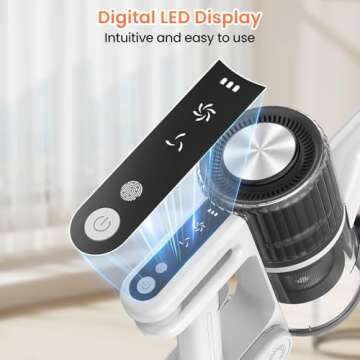 Cordless Vacuum Cleaner with 30Kpa Suction and LED Display