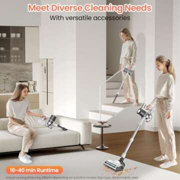 Cordless Vacuum Cleaner with 30Kpa Suction and LED Display