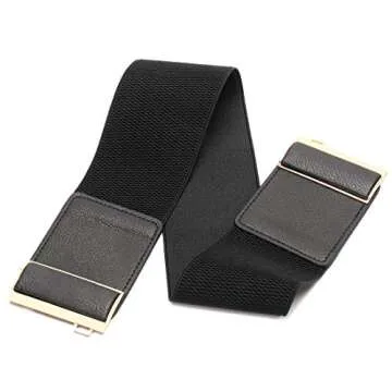 Beltox Womens 3" Wide Belt Elastic Stretch Cinch Waistband Lady Cummerband(46-58", Black Belt Black02)