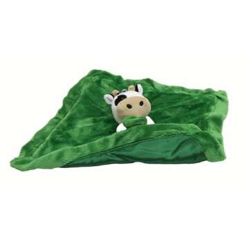 John Deere Baby Cuddle Snuggle Security Blanket Boy Girl Farm Animal Cow Pig Chick, GREEN