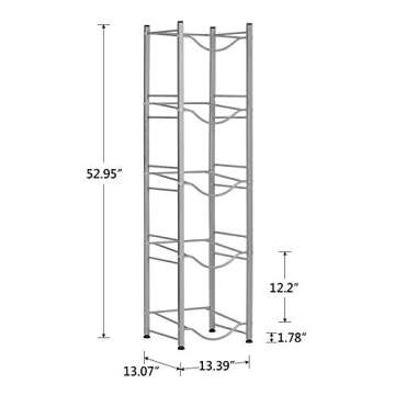 Water Cooler Jug Rack 5-Tier Water Bottle Storage Rack 5 Gallon Detachable Heavy Duty Water Jug Shel...