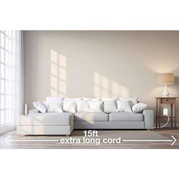 Digital Energy 6-Outlet + 2 USB 1050 Joule Surge Protector Power Strip with 25-Ft Long Extension Cord, Black, UL Listed