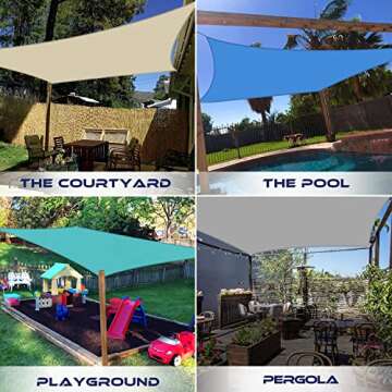 Windscreen4less 12' x 16' Sun Shade Sail Rectangle Outdoor Canopy Cover UV Block for Backyard Porch ...